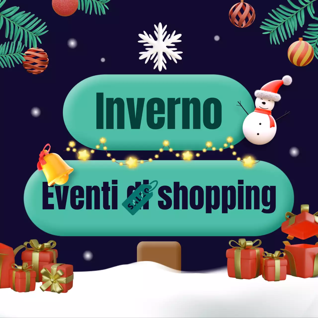 Promuovere un'accogliente promozione dello shopping invernale in blu navy e verde