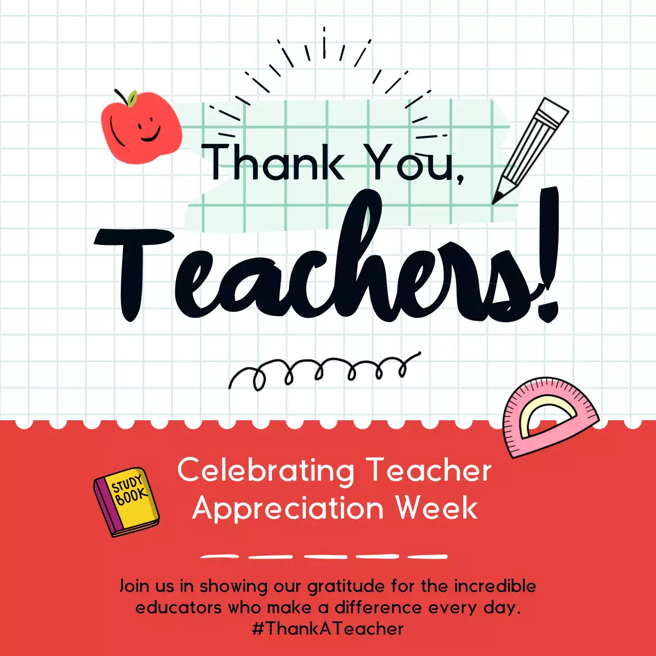 Postagem de mídia social da Semana de Valorização do Professor da Red Trendy