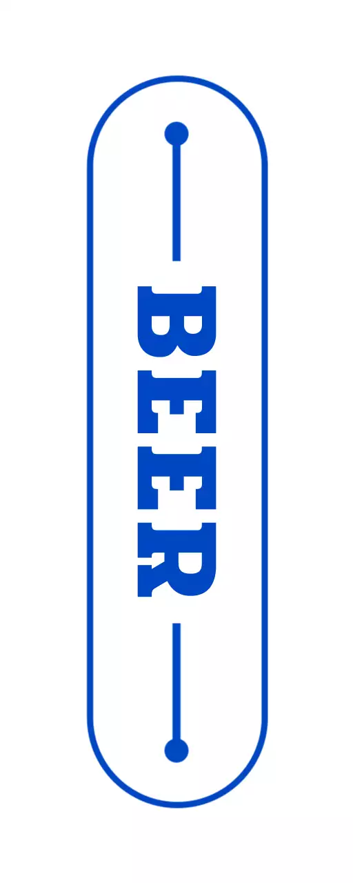 Retro-geïnspireerd uithangbord voor brouwerij met blauwe tinten