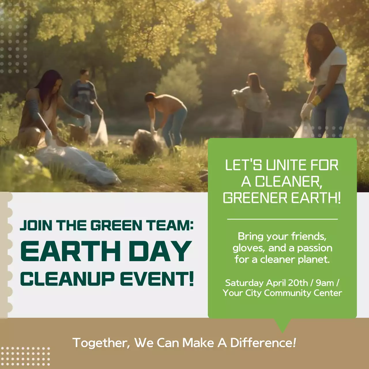 Green Rustic Earth Day Event Social Media Post