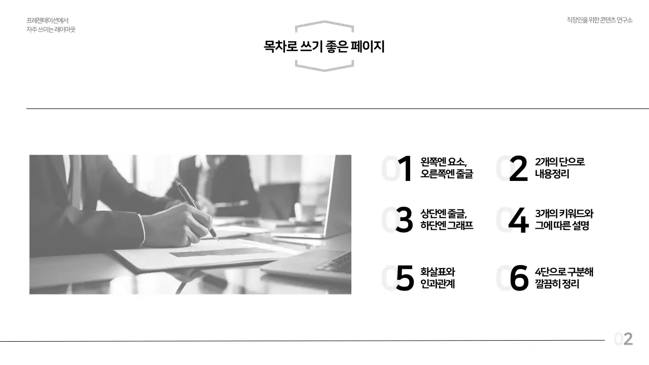 흑백의 모던한 레이아웃 보고서