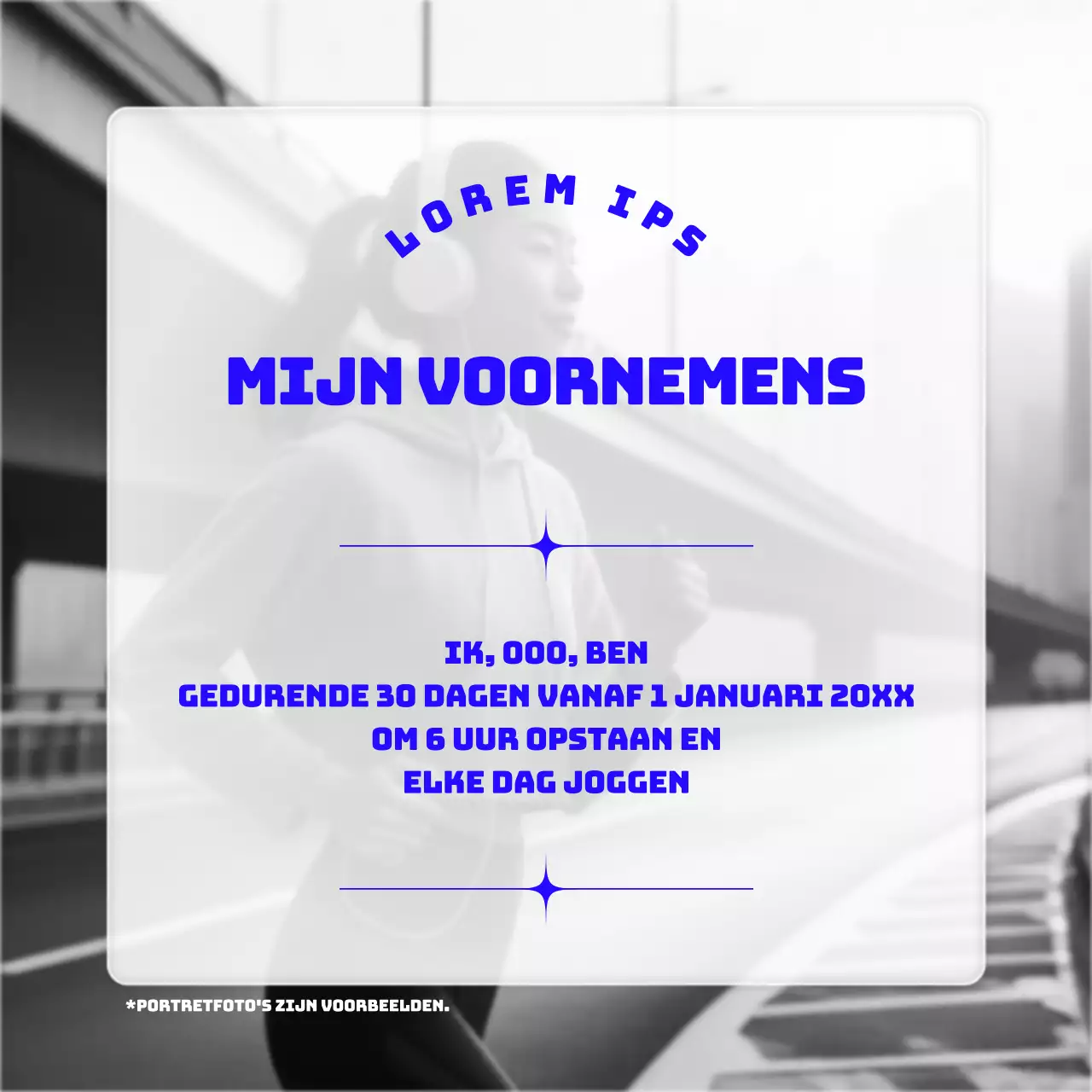 Een moderne nieuwjaarsuitdaging in blauw, zwart en wit