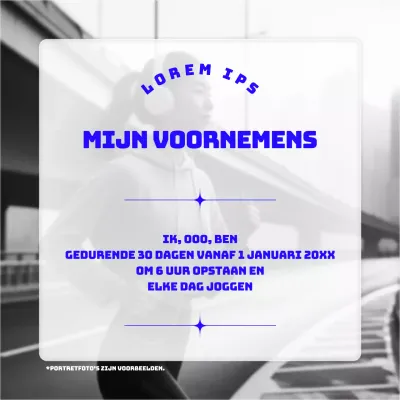 Een moderne nieuwjaarsuitdaging in blauw, zwart en wit