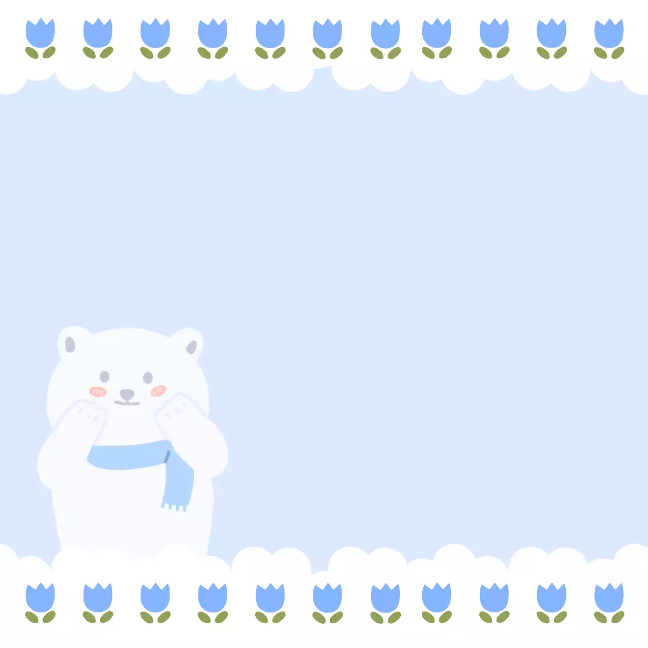 하늘색과 흰색의 아기자기한 곰돌이 메모지