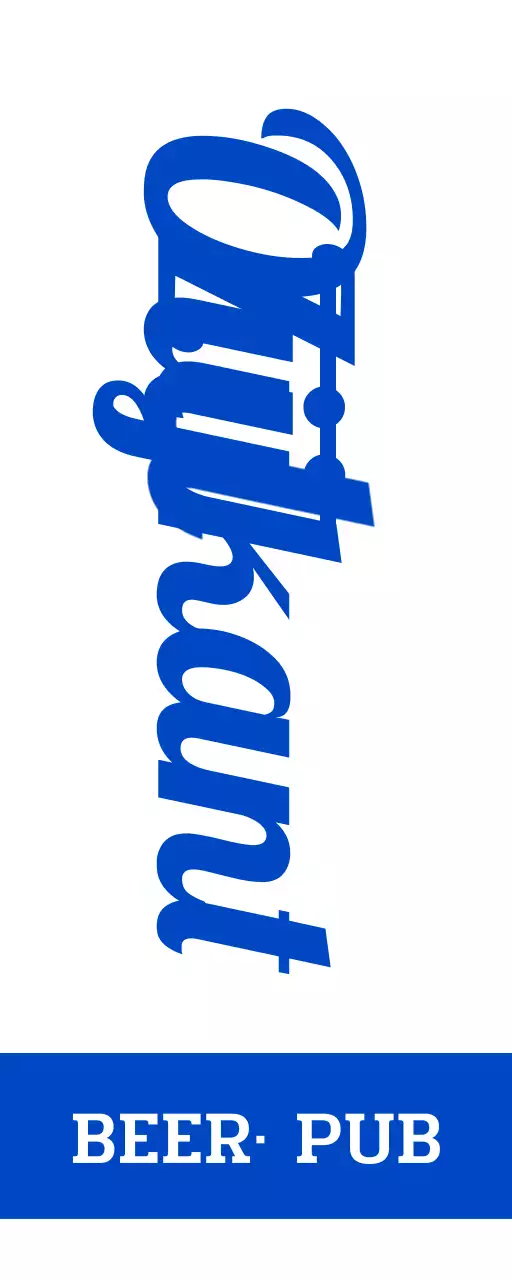 Retro-geïnspireerd uithangbord voor brouwerij met blauwe tinten