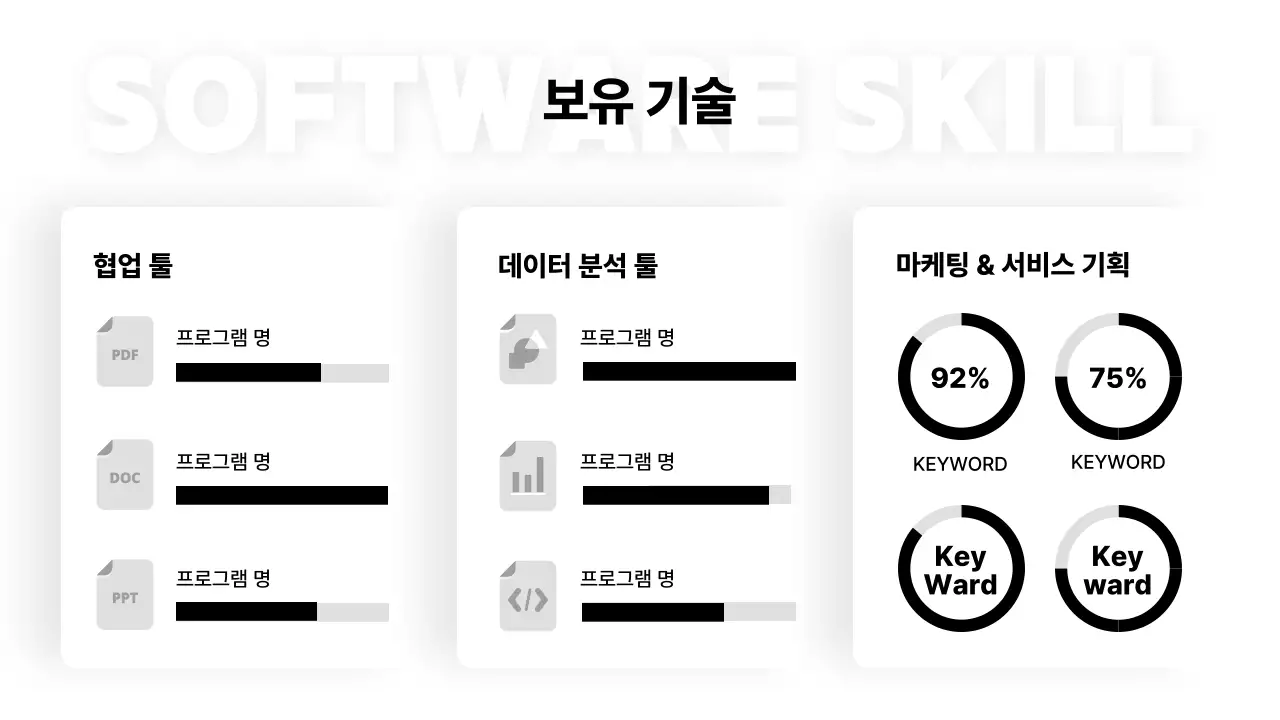흰색 배경의 심플한 경력기술서 포트폴리오