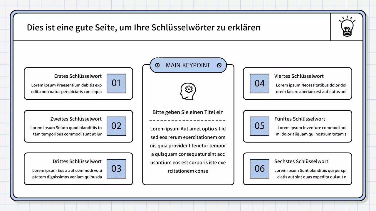 Ein einfacher, hellblauer zusammenfassender Bericht