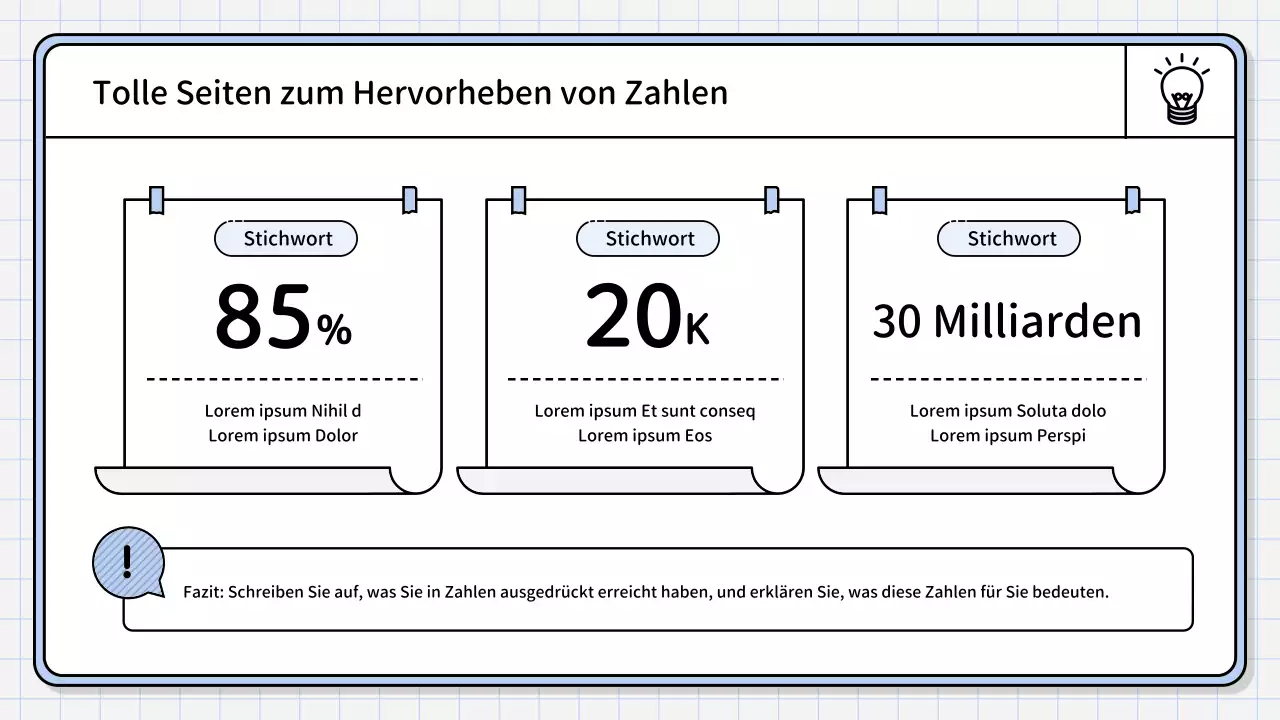 Ein einfacher, hellblauer zusammenfassender Bericht