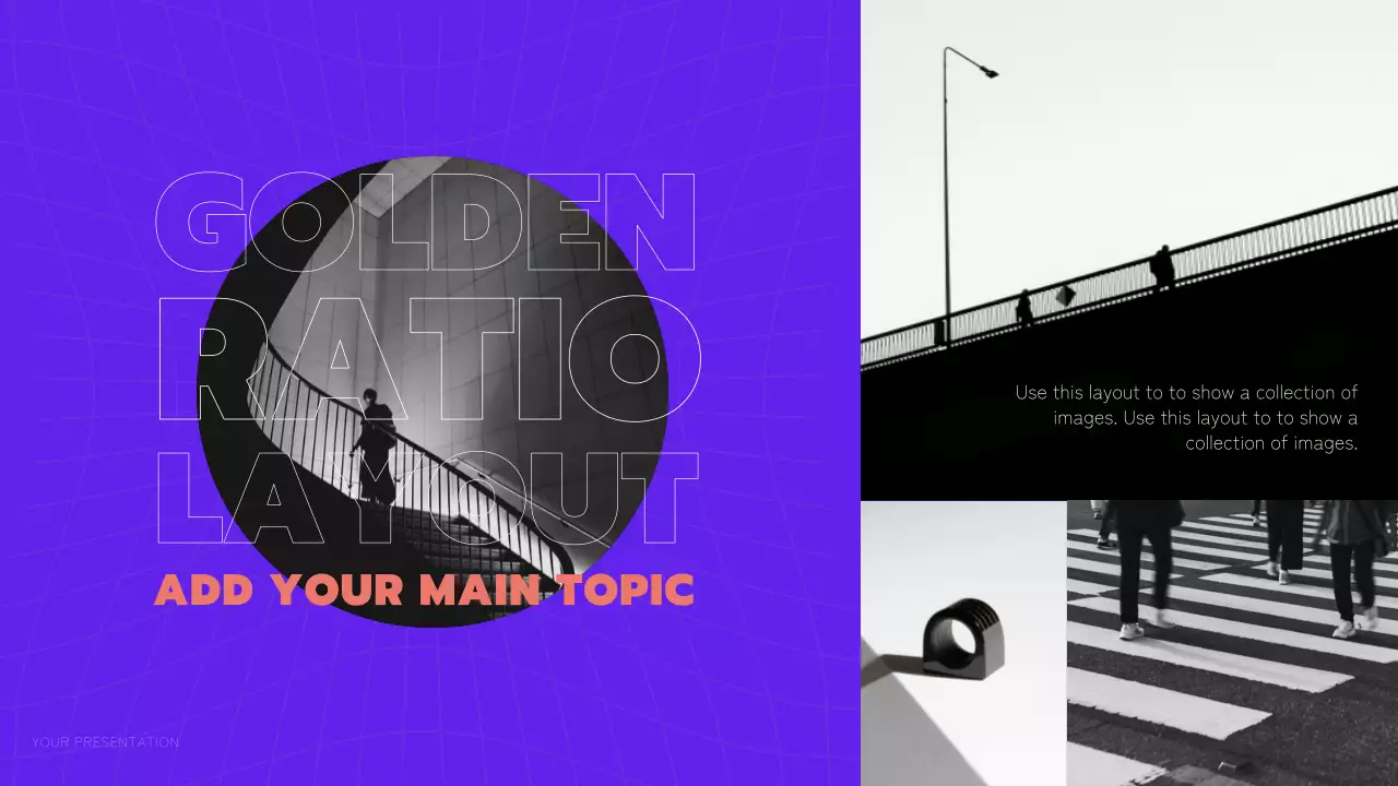 보라색과 주황색의 트렌디한 멀티 페이지 레이아웃 보고서