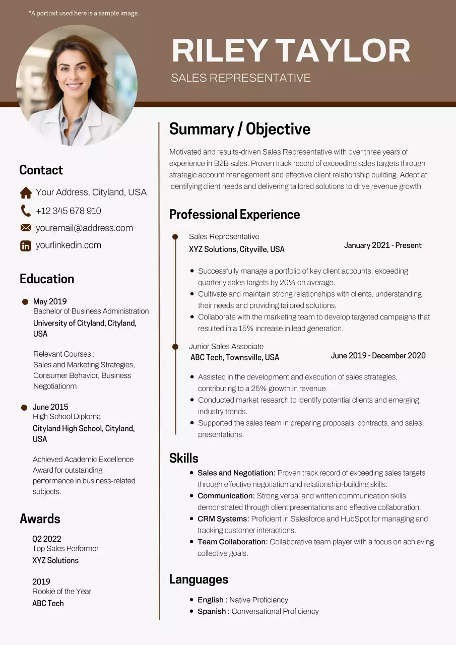 White and Khaki Basic Sales Representative Resume