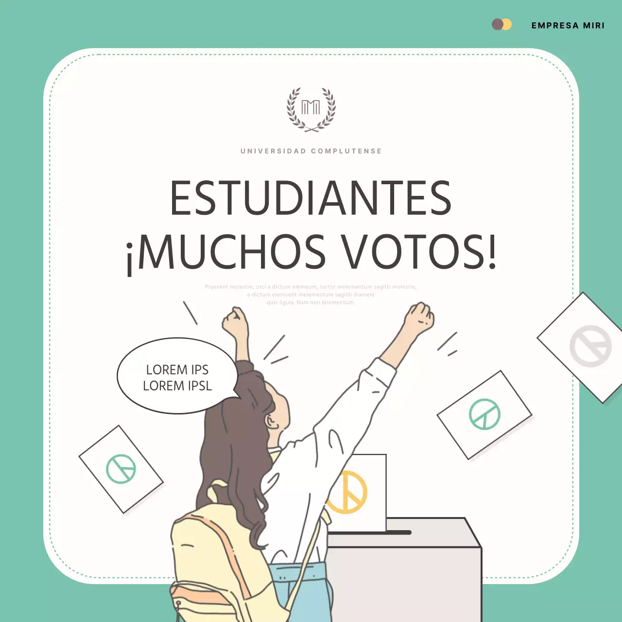 Promover un compromiso del gobierno estudiantil de moda en amarillo y menta