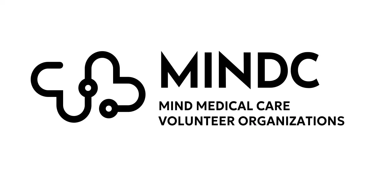 하트와 청진기를 형상화한 아이콘이 있는 자원봉사 단체 디자인