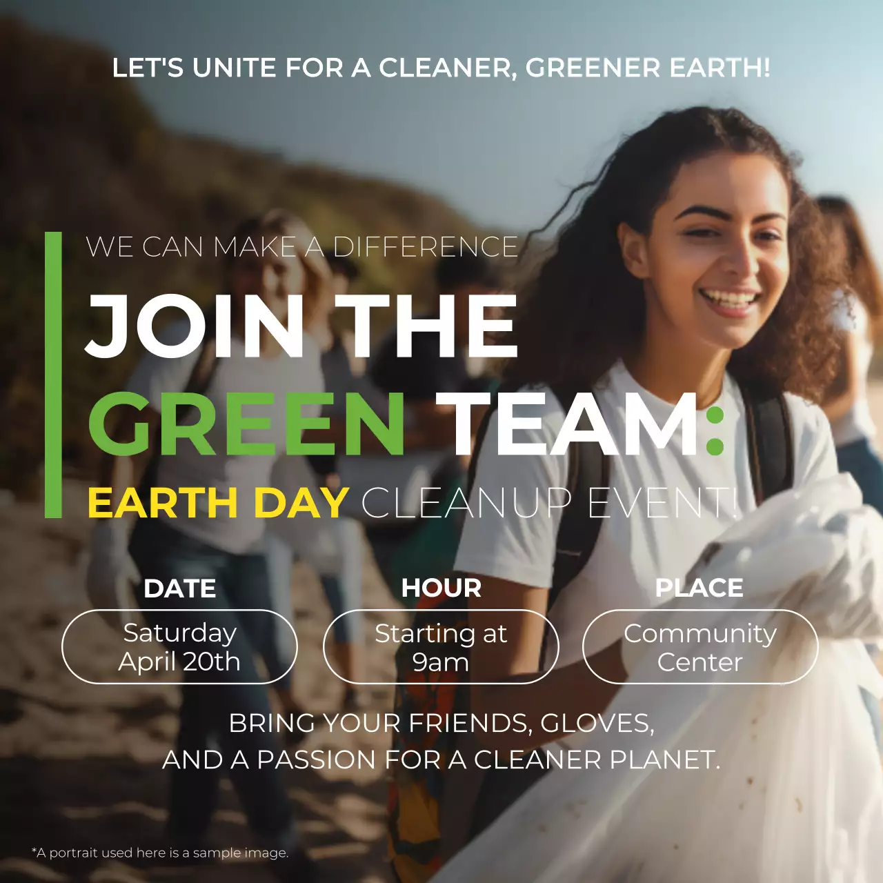 Green and Yellow Simple Earth Day Campaign Announcement