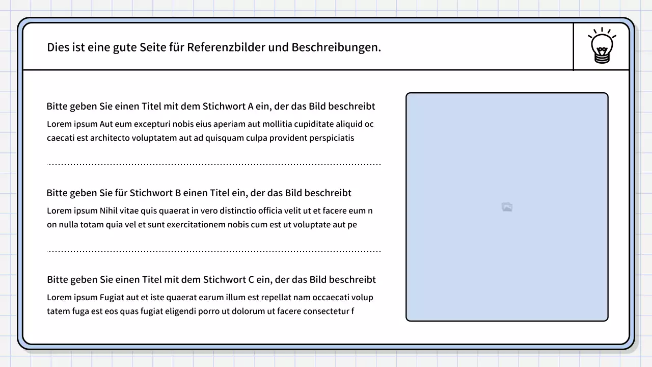 Ein einfacher, hellblauer zusammenfassender Bericht