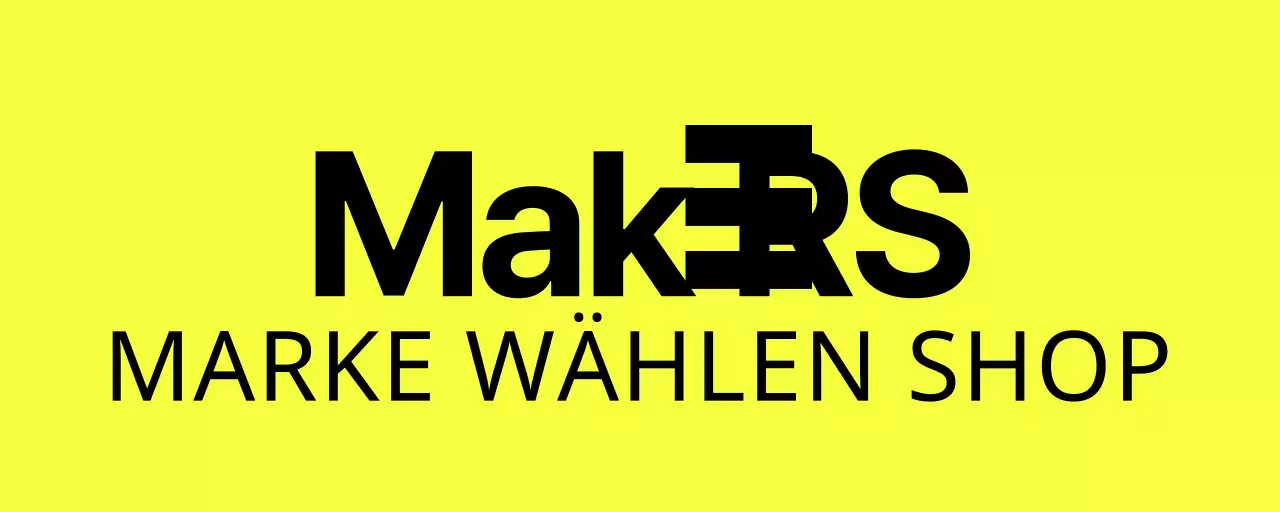 Ein einfaches, schnörkelloses Schild für einen Redaktionsladen mit Markenzeichen