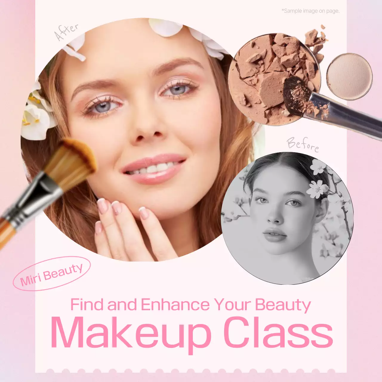 핑크 엘레강트 메이크업 클래스 소셜 미디어 게시물