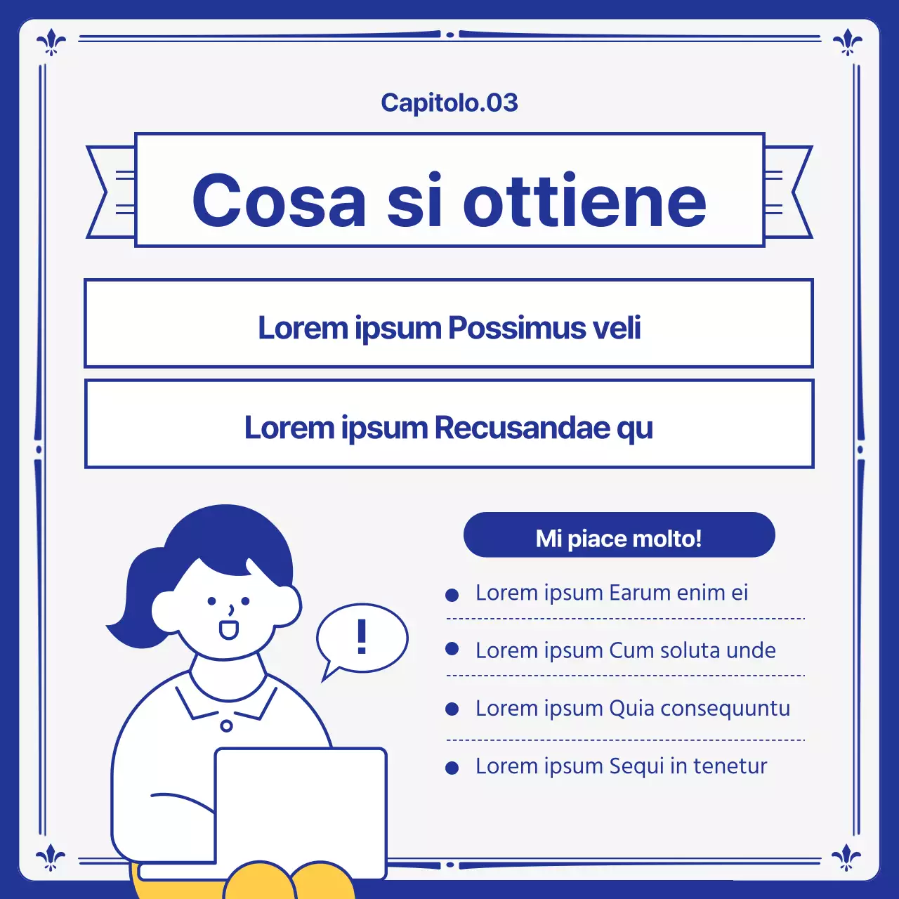 Prospetti universitari kitsch in giallo e blu navy