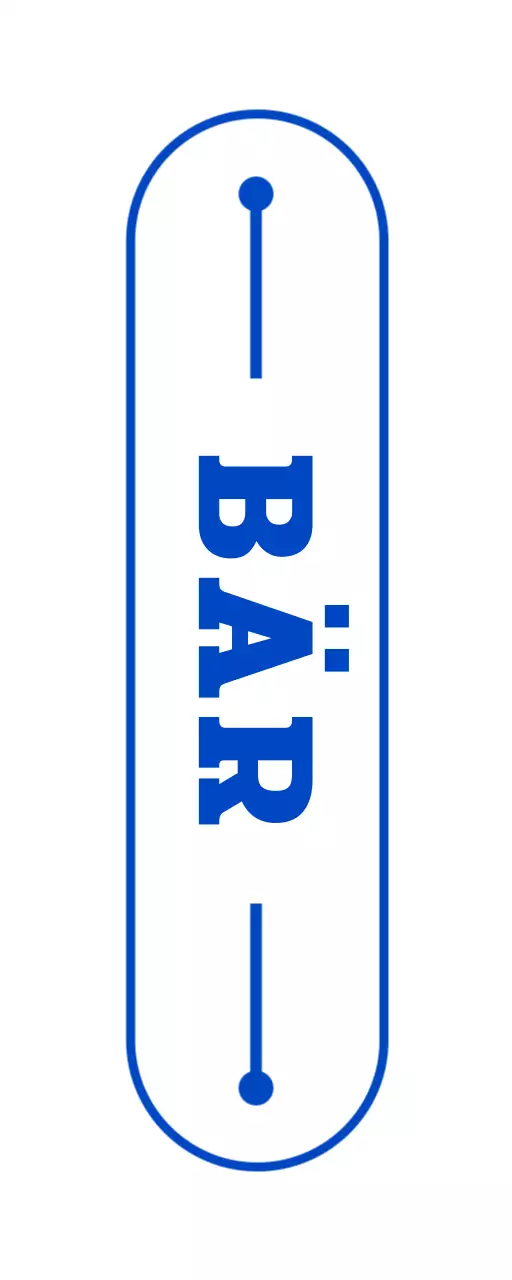 Schaufensterschild einer Brauerei im Retro-Stil mit blauen Farbtönen