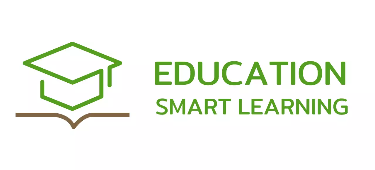그린 색상의 학사모와 책 일러스트 로고가 있는 스마트 학습