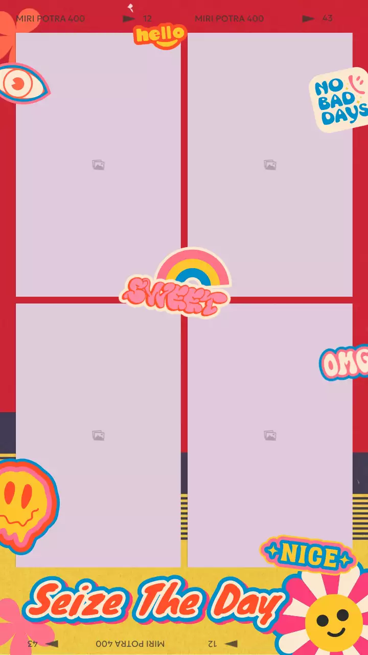 노랑과 핑크색의 키치한 인생 네컷 프레임 게시글