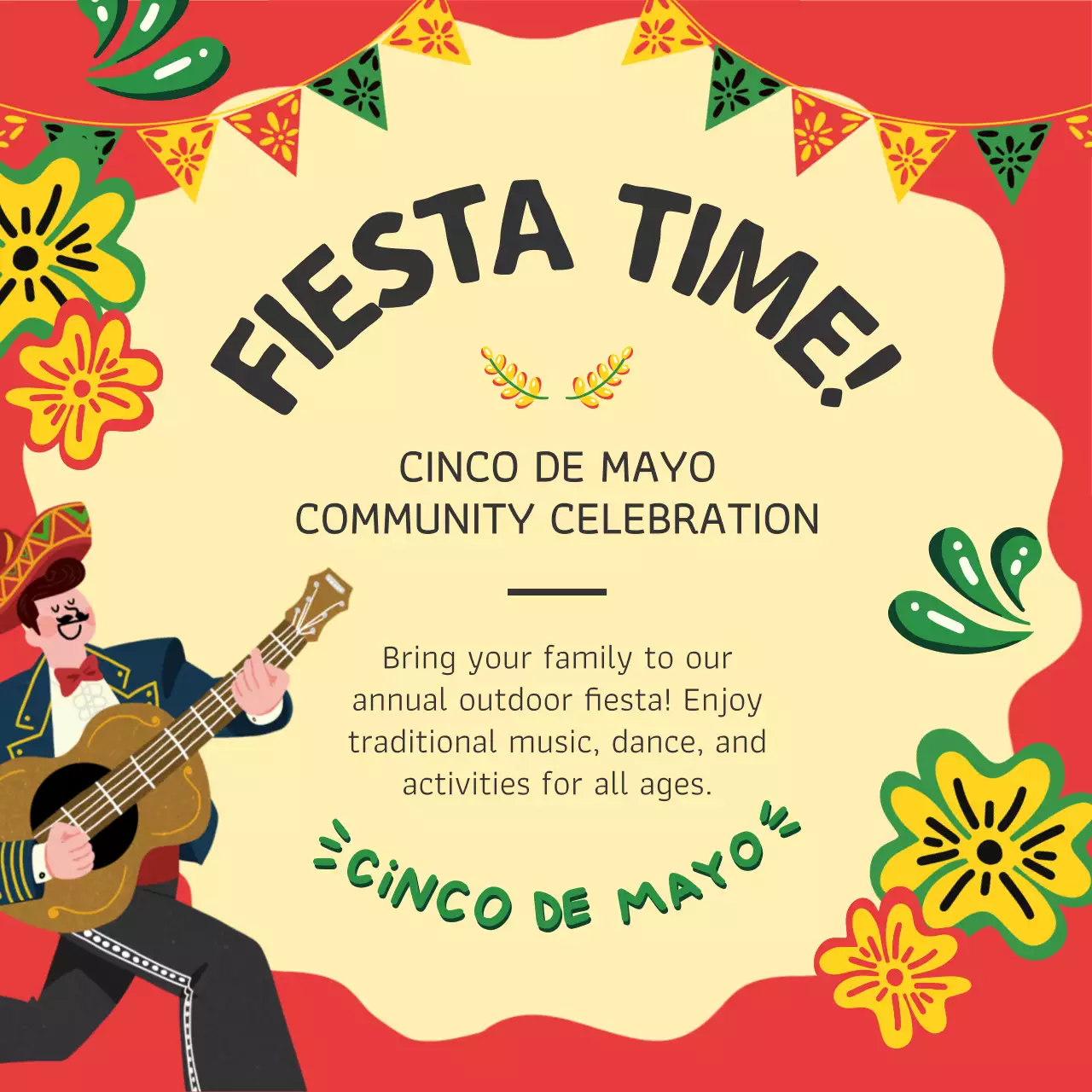 Red Traditional Fiesta Announcement Social Media Post