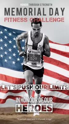 Blue and Red Bold Memorial Day Challenge Publicity