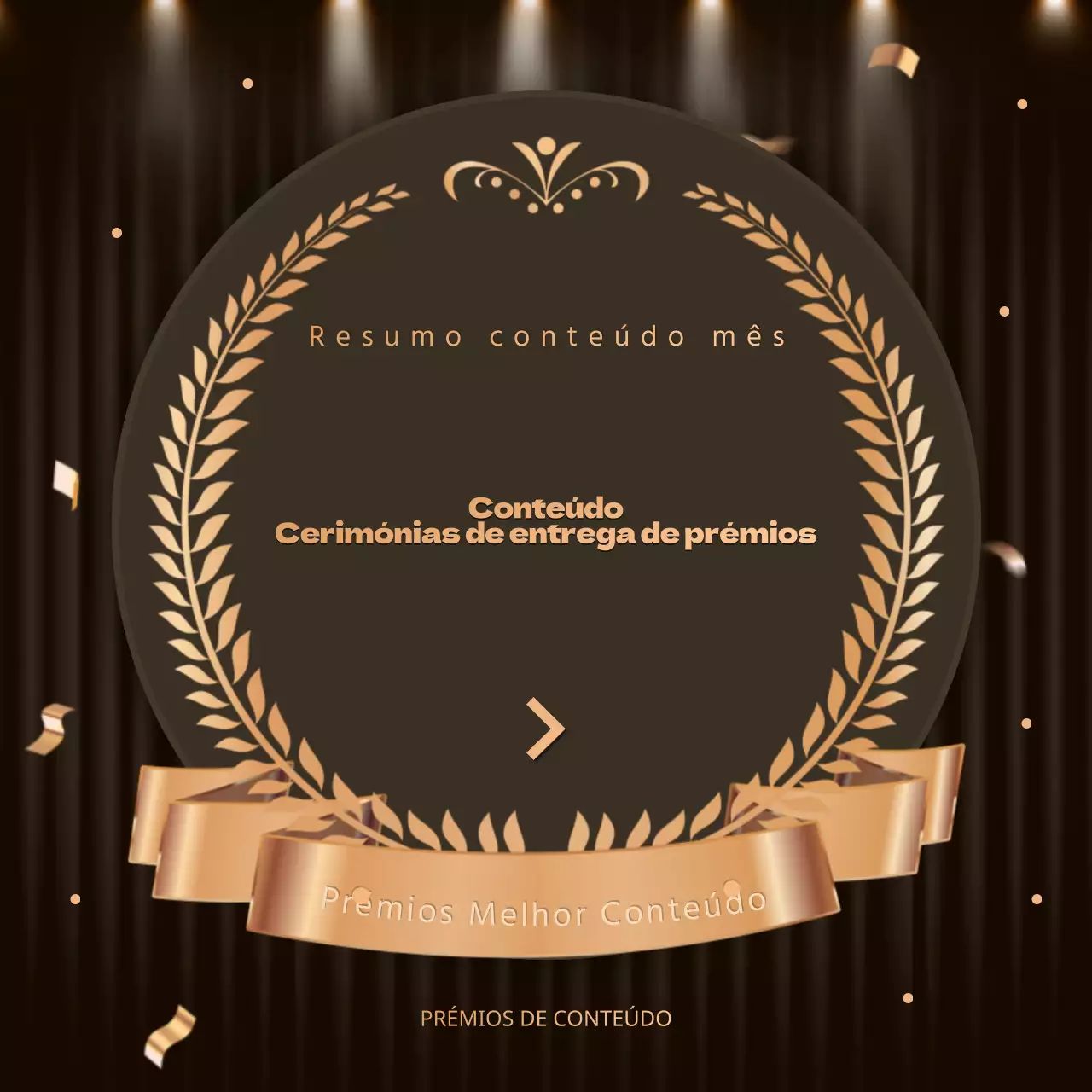 Conteúdo luxuoso em laranja e castanho para uma publicação de encerramento do ano