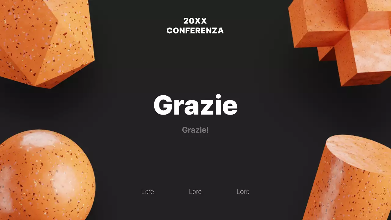 Un moderno prospetto di conferenza in nero e arancione