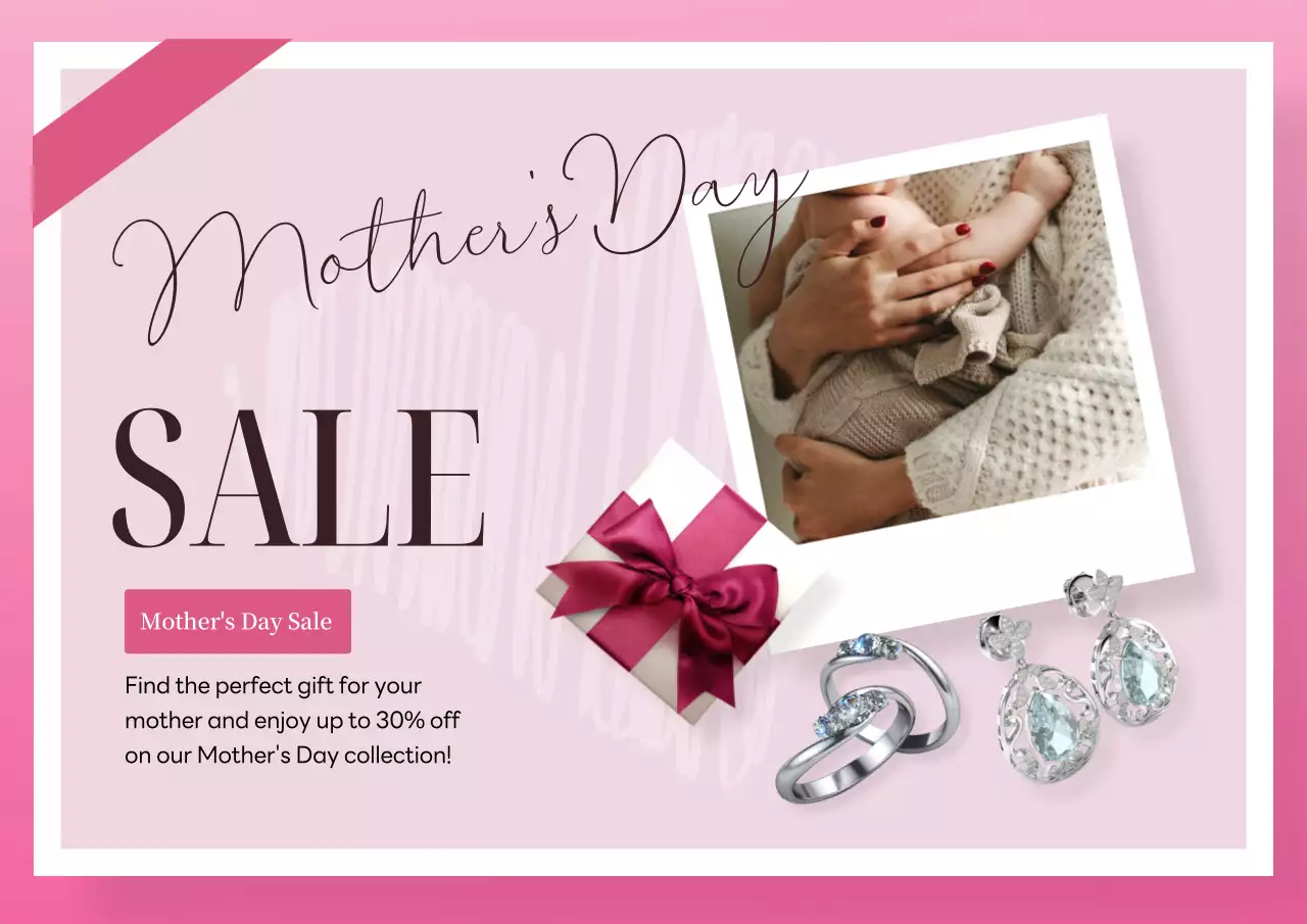 Pink Elegant Mother's Day Promotion Poster