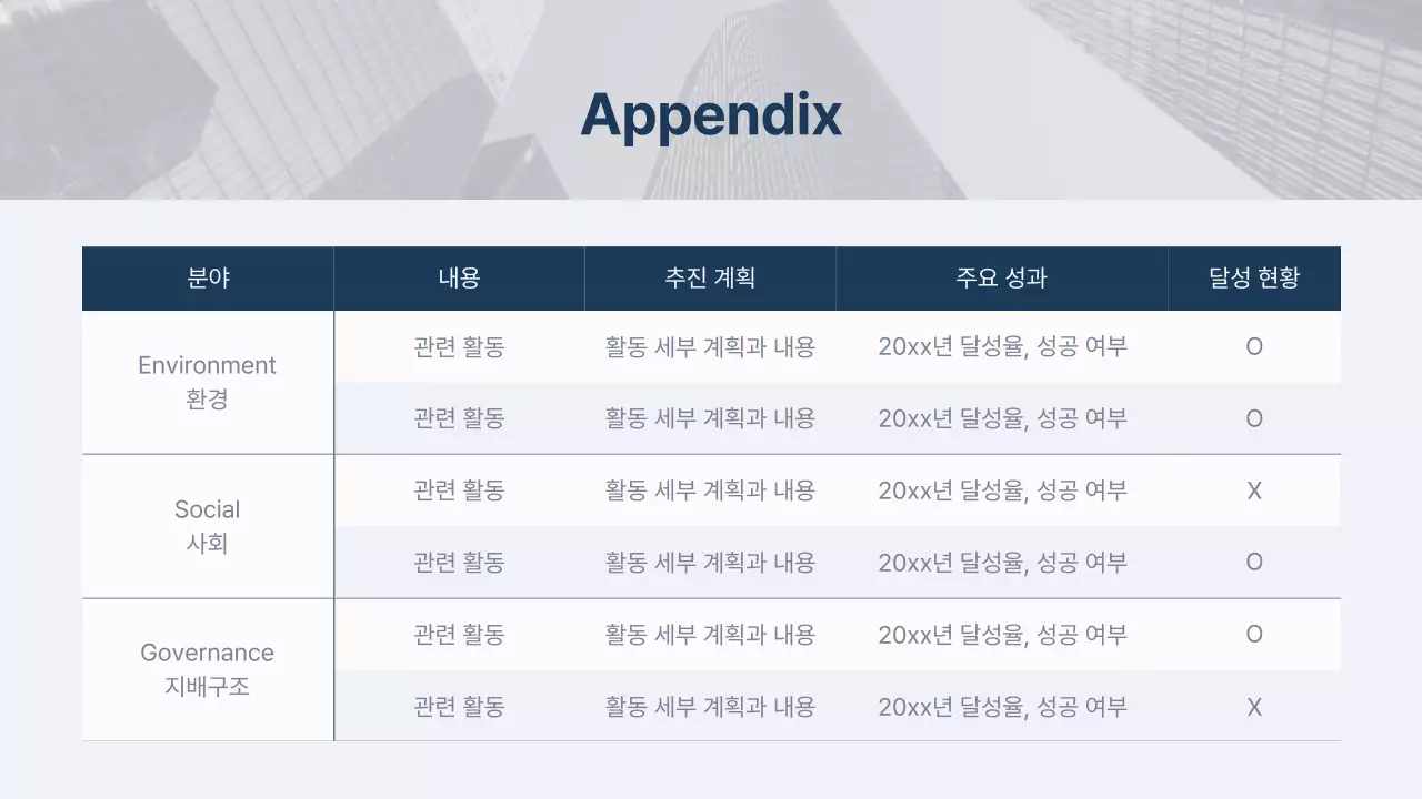 남색과 하늘색의 심플한 ESG 보고서