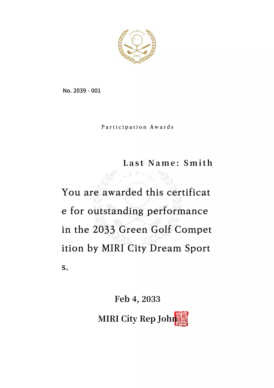 Penghargaan olahraga dengan ilustrasi golf untuk kesan berkelas