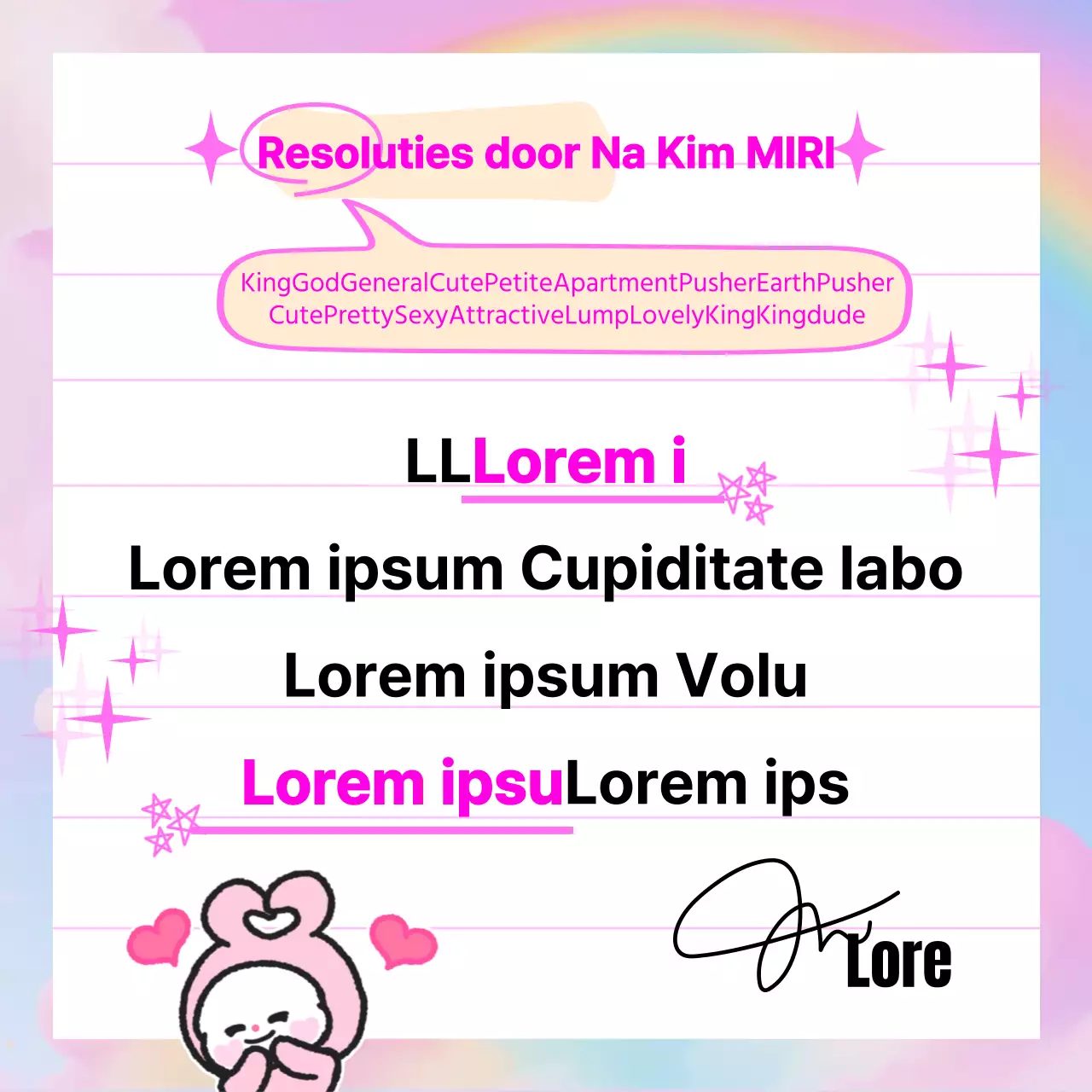 Kitscherige nieuwjaarstweet met roze achtergrond