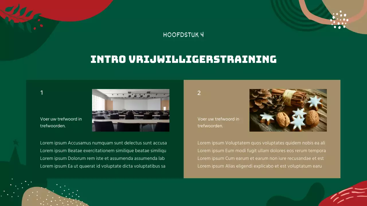 Trainingsgids voor vrijwilligers in rode en groene geometrische patronen