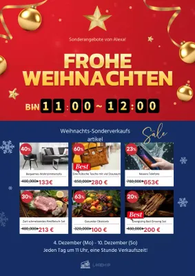 Förderung eines einfachen rot-blauen Weihnachts-Eventverkaufs