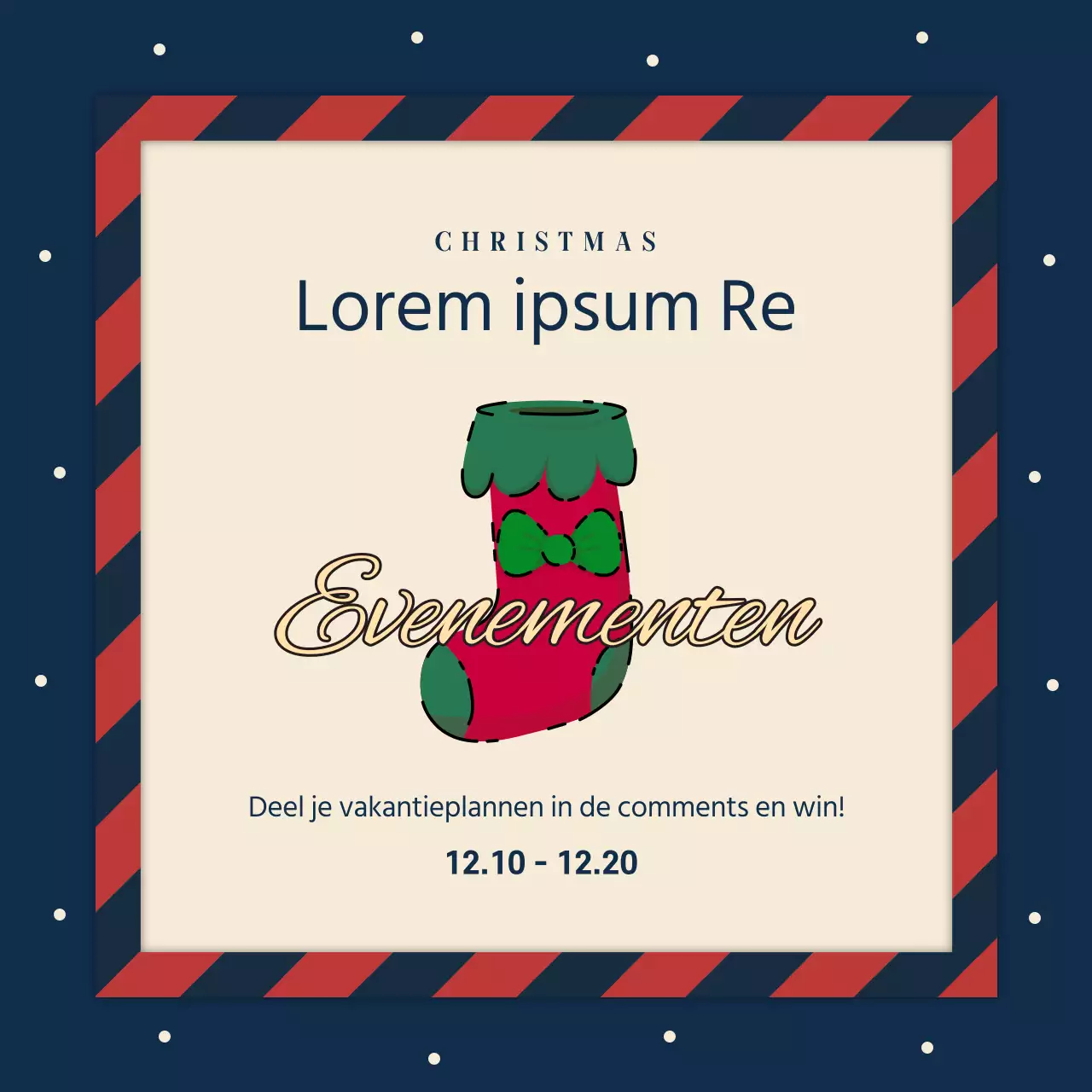 Promoot een marineblauw en rood vakantie-evenement