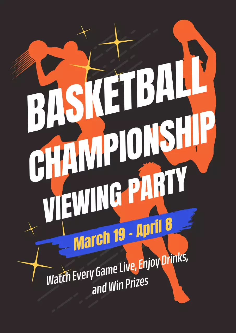 Orange Trendy Basketball Event Poster