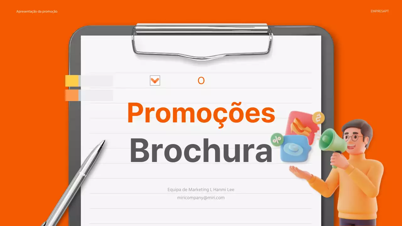 Uma brochura promocional moderna em laranja e cinzento