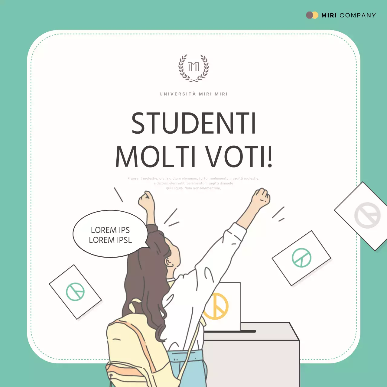 Promuovere una promessa di governo studentesco alla moda, gialla e menta.