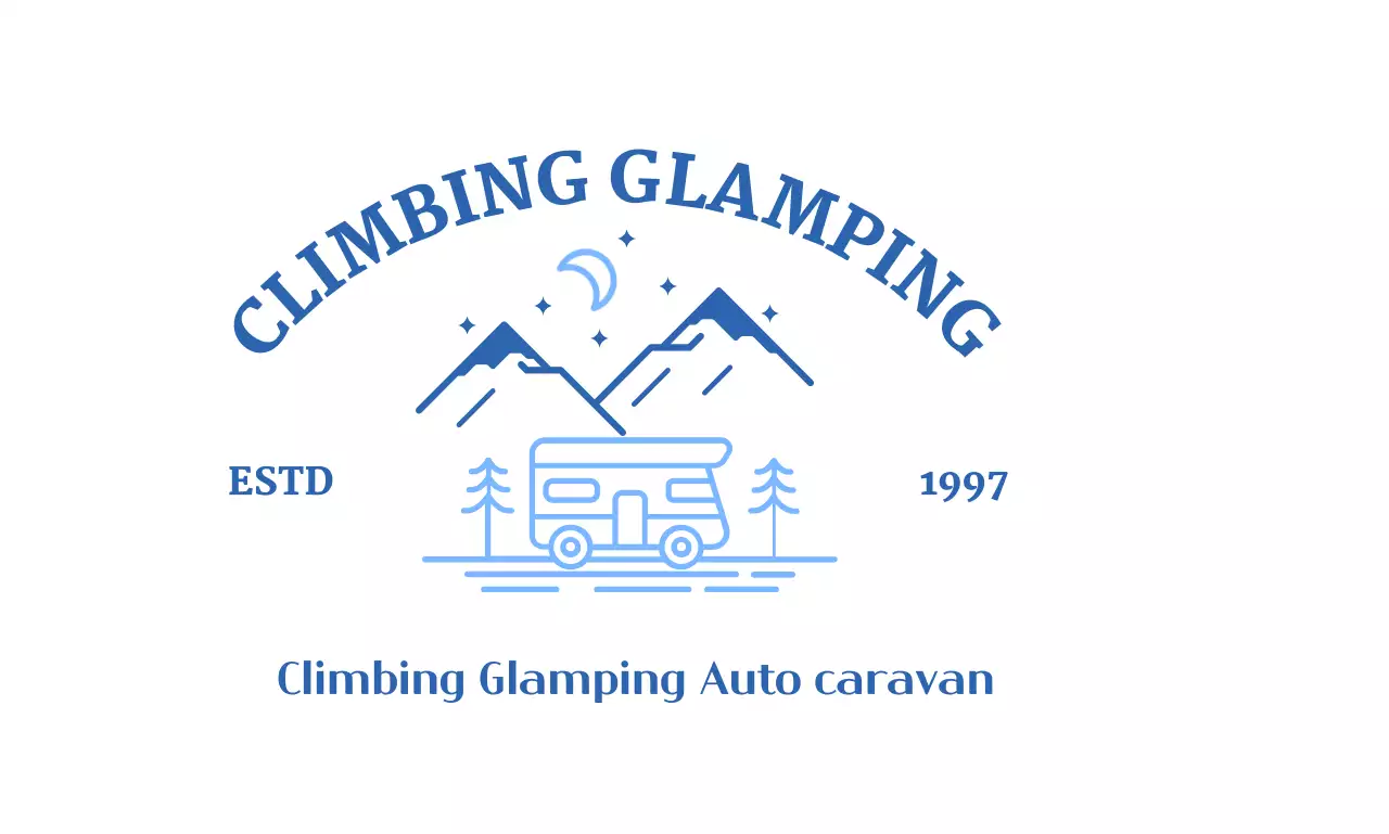 산과 달과 캠핑카 일러스트가 있는 캠핑샵