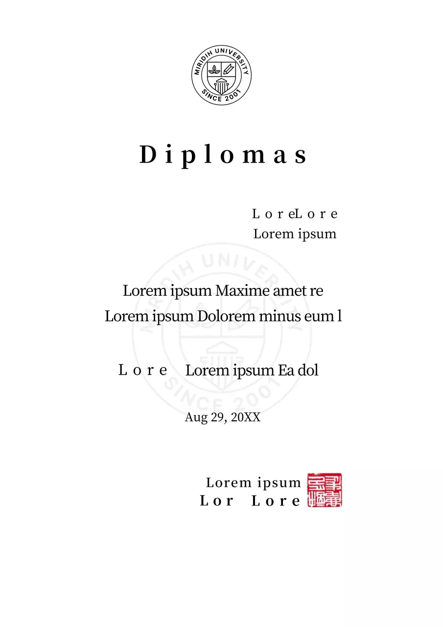 University diplomas with a simple form concept