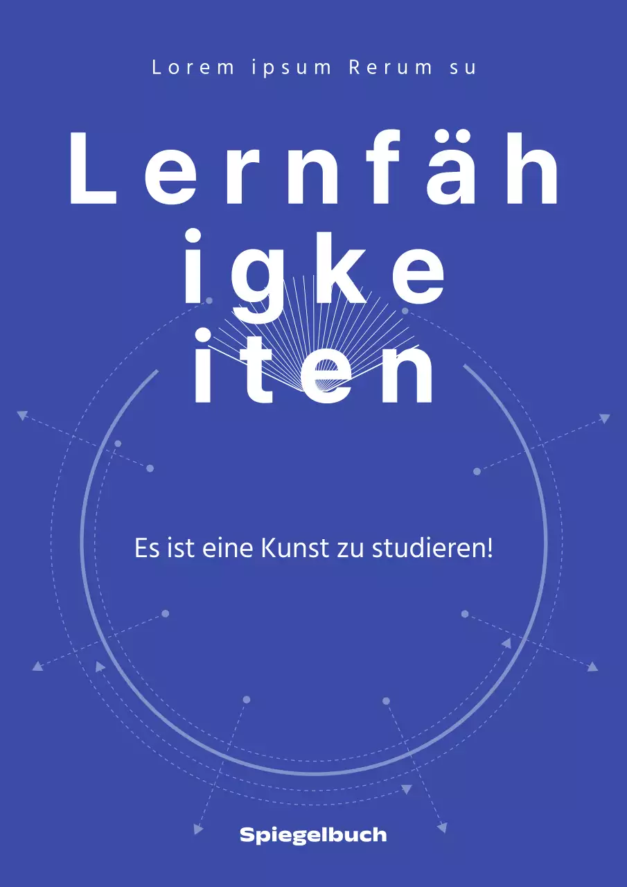 Einfacher Umschlag für Lernkompetenz in Blau und Weiß
