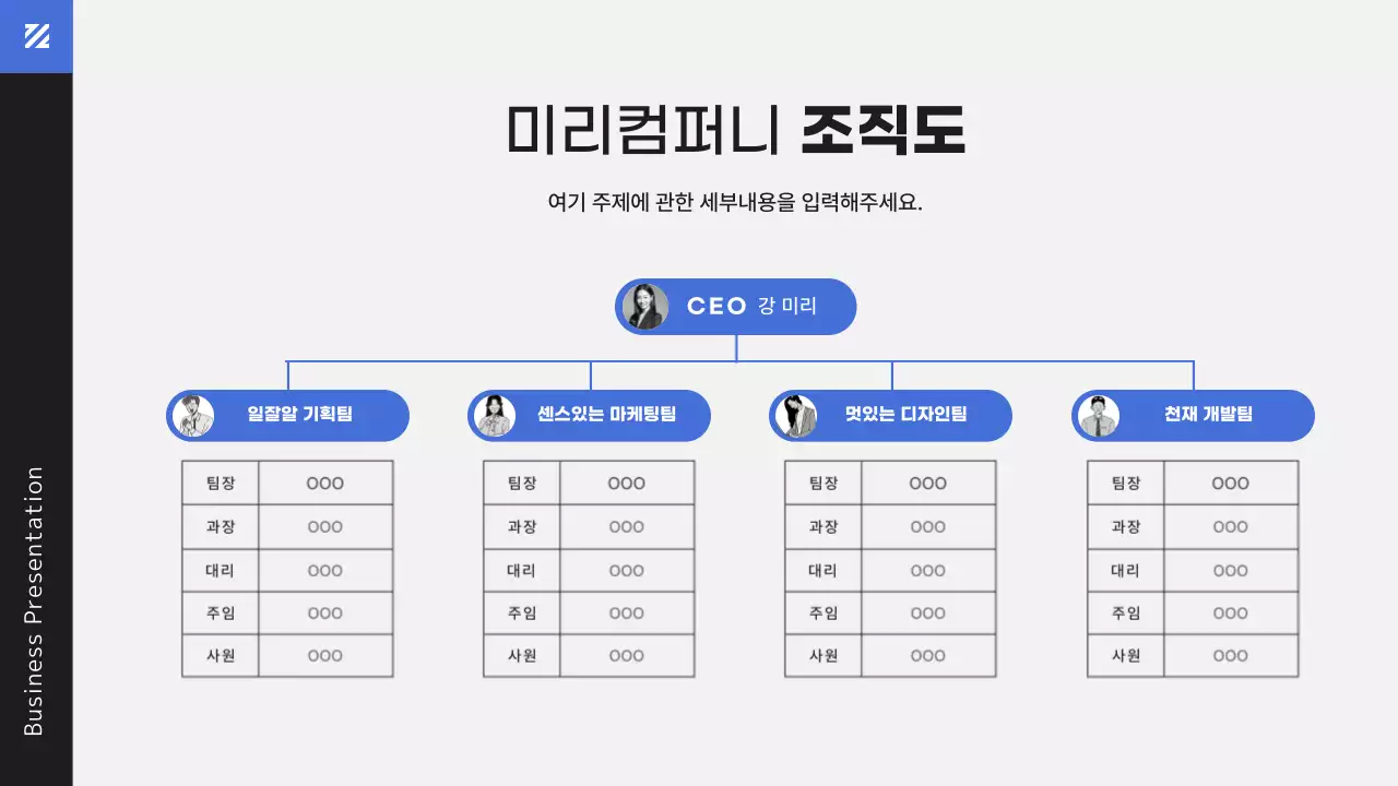 파랑의 모던한 직장인 비즈니스 문서 발표자료