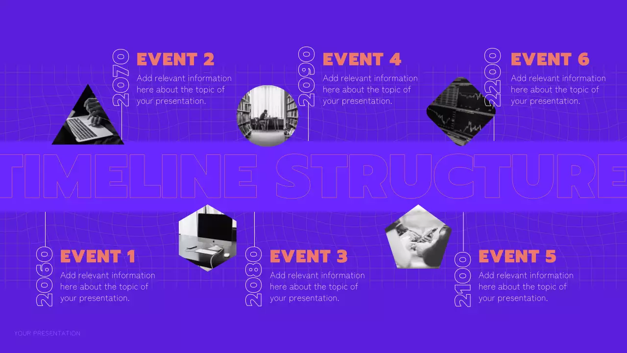 보라색과 주황색의 트렌디한 멀티 페이지 레이아웃 보고서