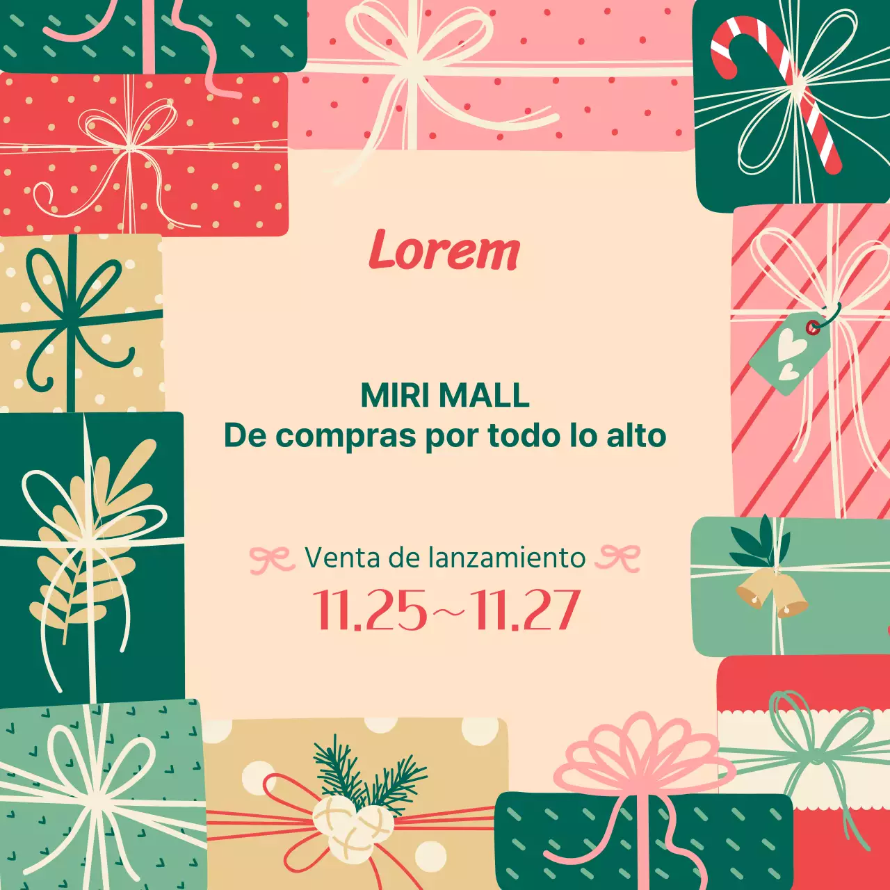 Anuncio de regalo vintage en verde para un evento