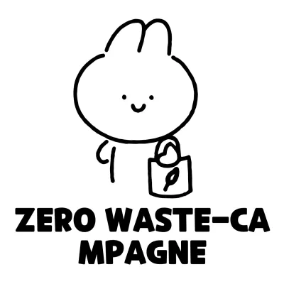 Een zero-waste campagne met een schattige handgetekende konijnillustratie