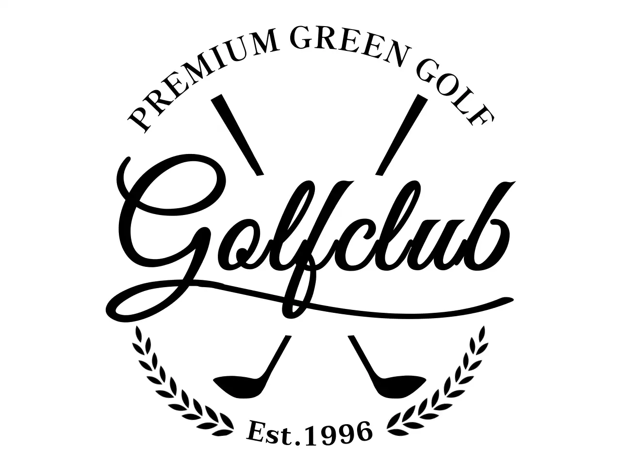골프채 일러스트와 필기체가 있는 고급스러운 컨셉의 골프 클럽