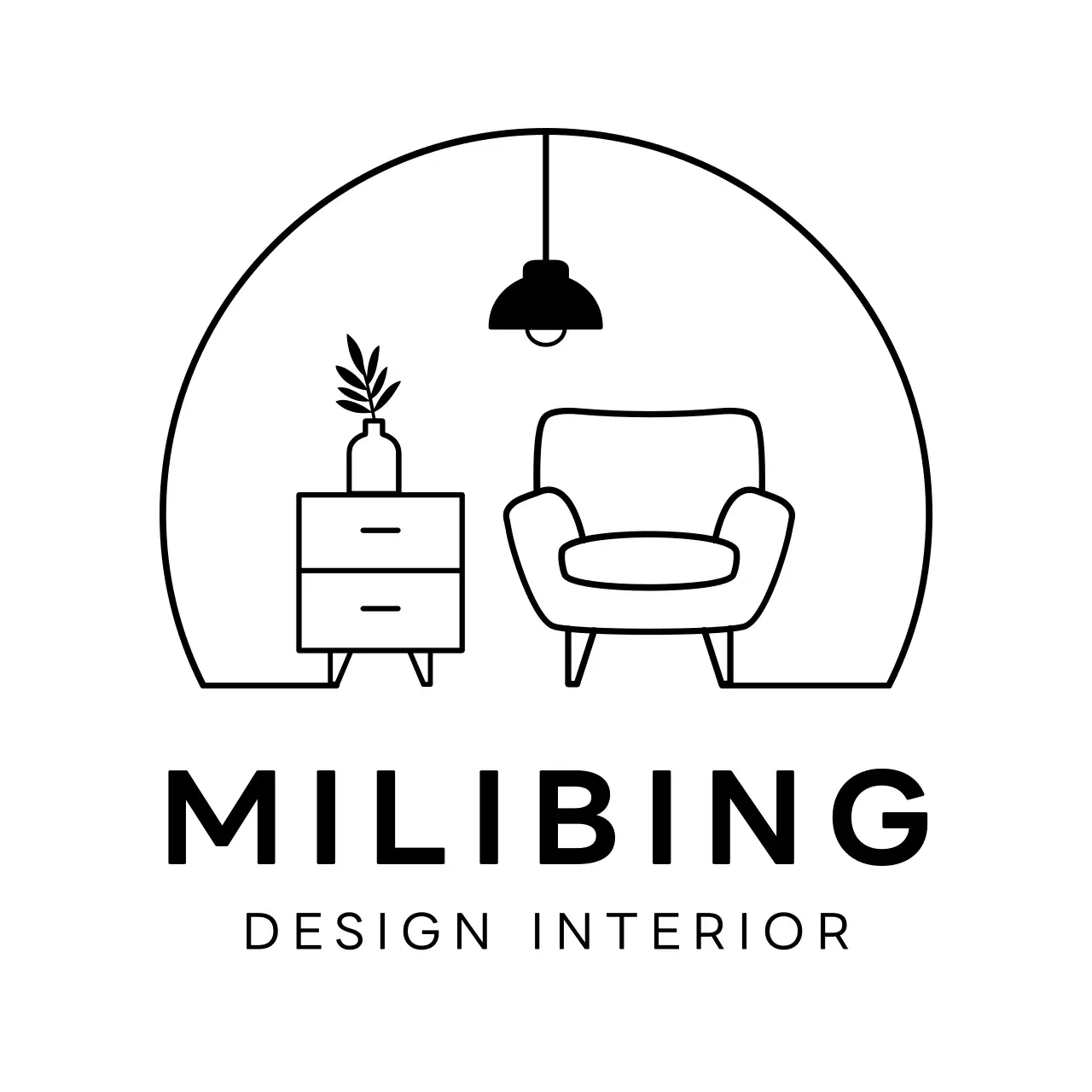 Furniture store interior event with illustrations of the line's furniture