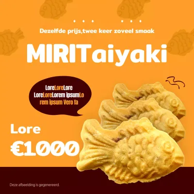 Oranje en bruine minimalistische taiyaki om de verkoop te bevorderen