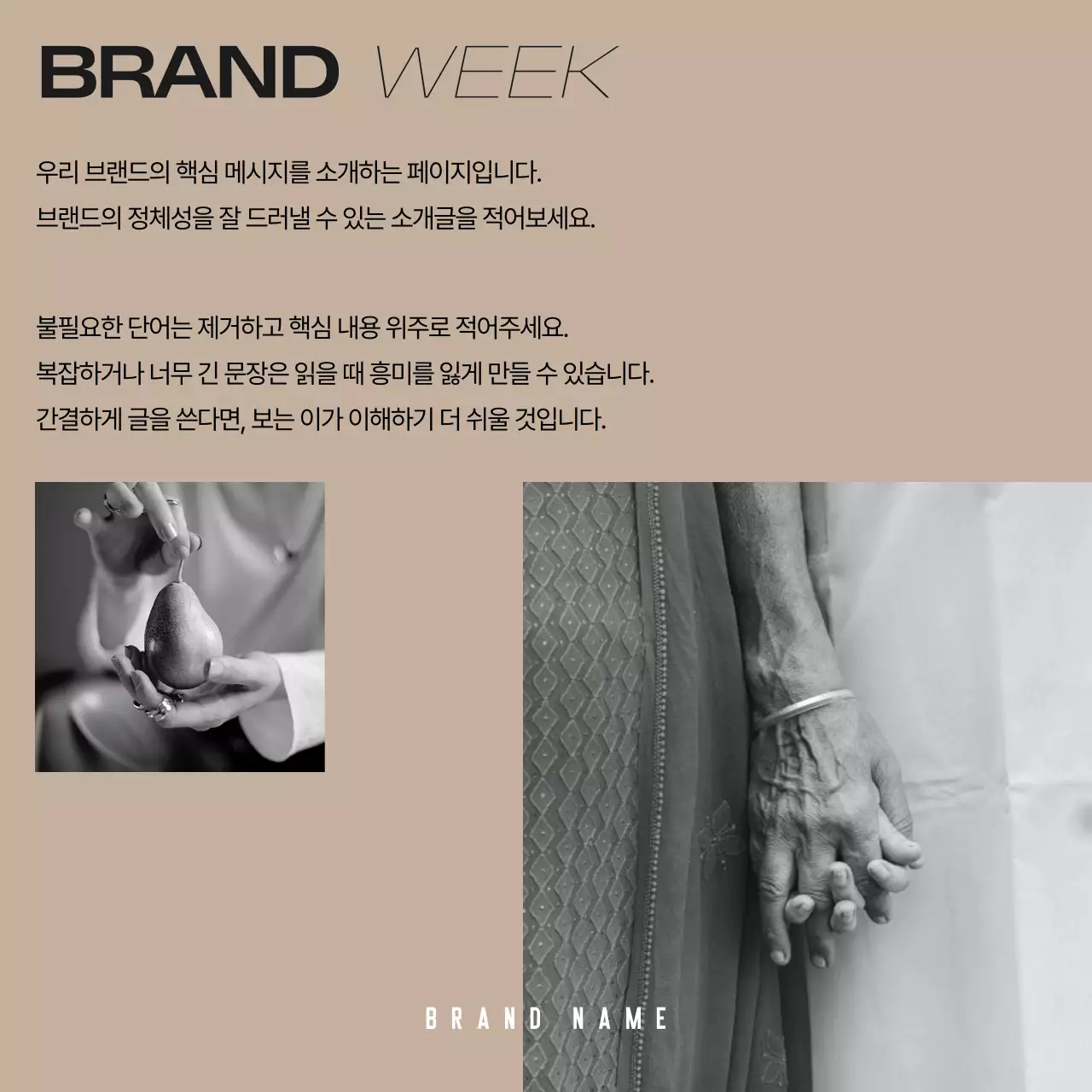 베이지와 검정의 모던한 기업 브랜드 키트