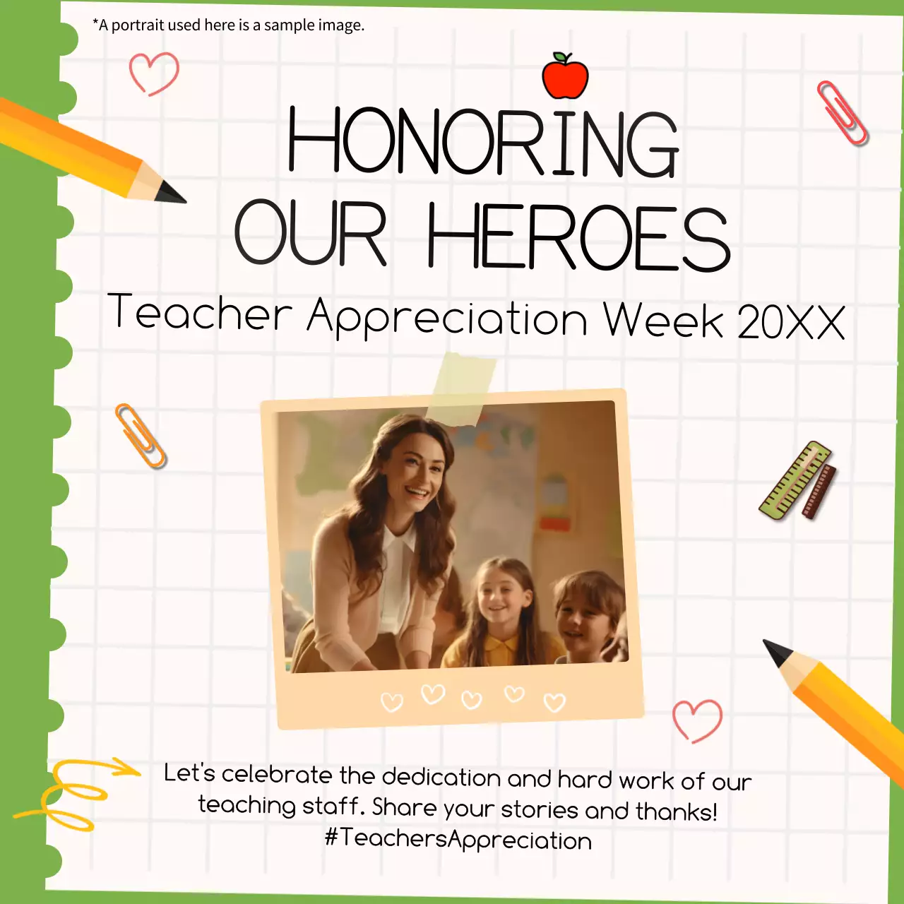 Green Minimal Teacher Appreciation Announcement Social Media Post